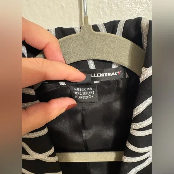 Linda Allard Ellen Tracy Zig Zag Chic Black and White Patterned Blazer - Picture 3 of 8